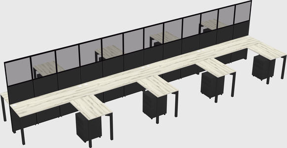 Shared l-shape cubicle
