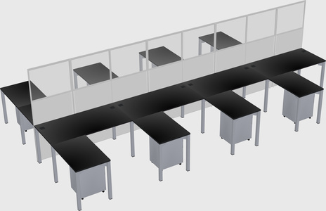 Shared l-shape cubicle