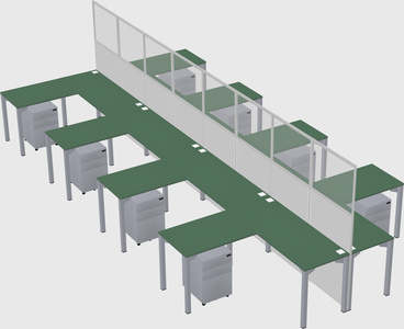 Shared l-shape cubicle