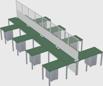 Shared l-shape cubicle