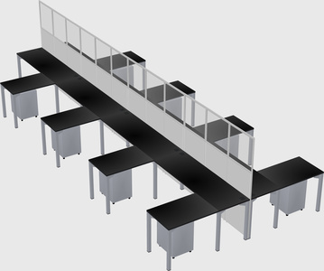 Shared l-shape cubicle