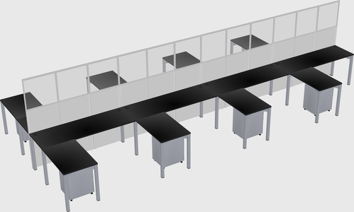 Shared l-shape cubicle