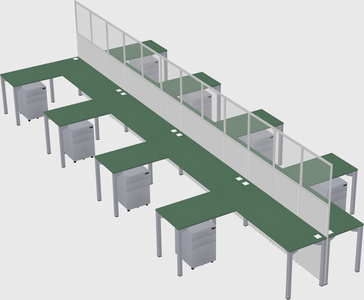 Shared l-shape cubicle