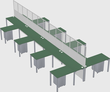 Shared l-shape cubicle