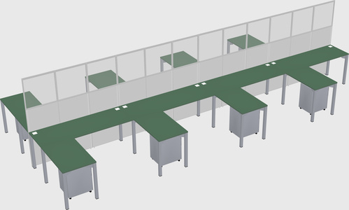 Shared l-shape cubicle
