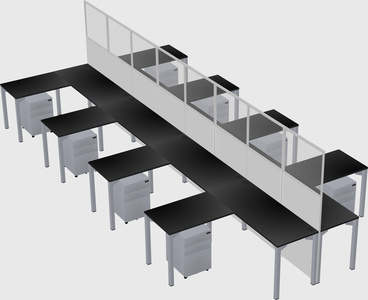 Shared l-shape cubicle