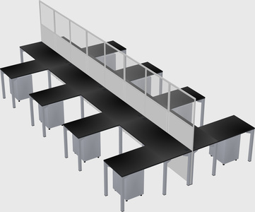 Shared l-shape cubicle