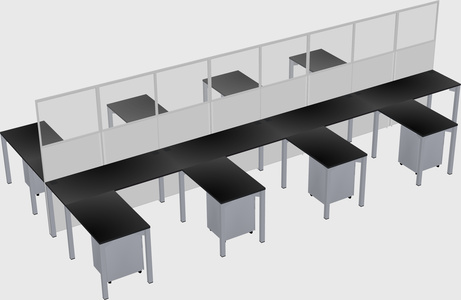 Shared l-shape cubicle