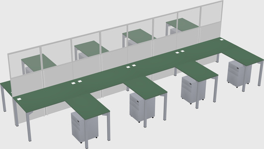 Shared l-shape cubicle