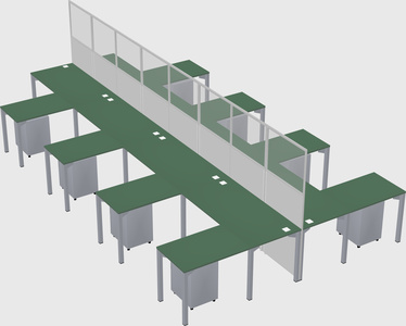 Shared l-shape cubicle
