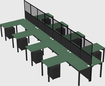 Shared l-shape cubicle