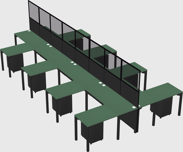 Shared l-shape cubicle