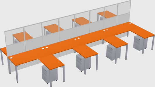 Shared l-shape cubicle
