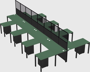 Shared l-shape cubicle