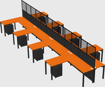 Shared l-shape cubicle