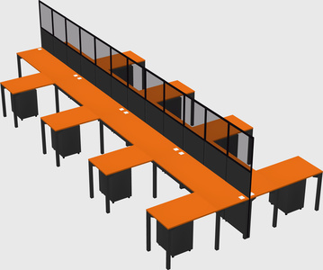 Shared l-shape cubicle