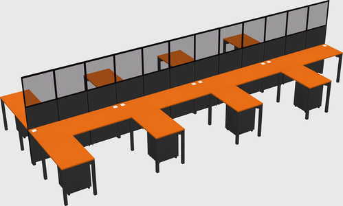 Shared l-shape cubicle