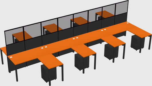 Shared l-shape cubicle