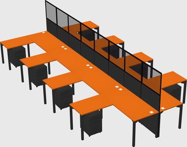 Shared l-shape cubicle