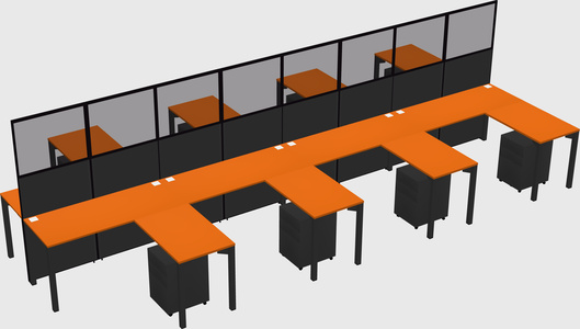 Shared l-shape cubicle