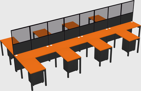 Shared l-shape cubicle