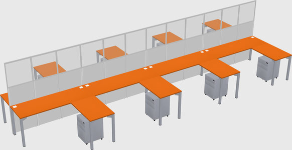Shared l-shape cubicle