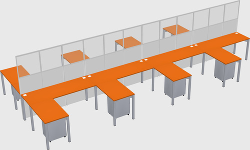 Shared l-shape cubicle