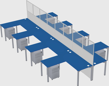 Shared l-shape cubicle