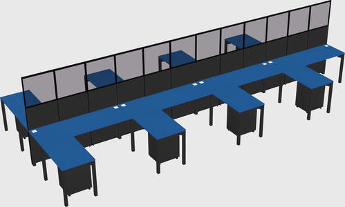 Shared l-shape cubicle