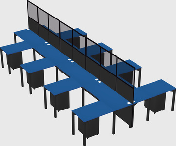 Shared l-shape cubicle