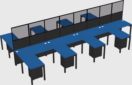 Shared l-shape cubicle