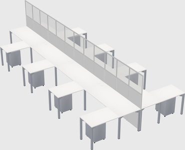 Shared l-shape cubicle