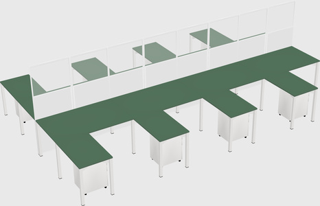 Shared l-shape cubicle