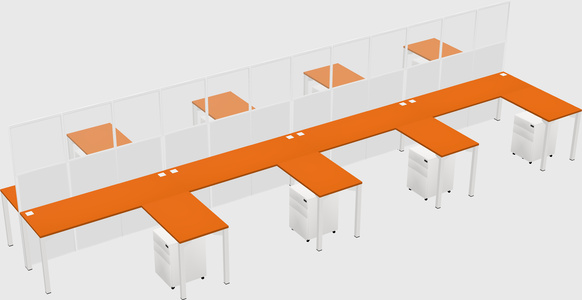 Shared l-shape cubicle