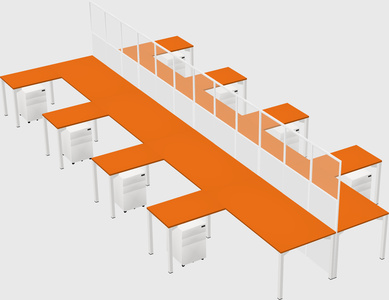 Shared l-shape cubicle