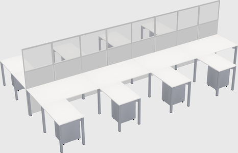 Shared l-shape cubicle
