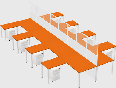 Shared l-shape cubicle