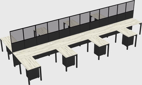 Shared l-shape cubicle