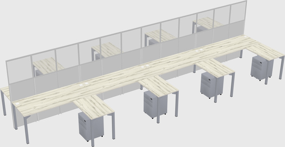 Shared l-shape cubicle