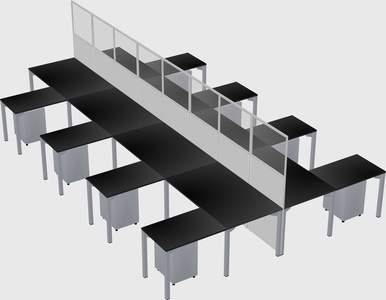Shared l-shape cubicle
