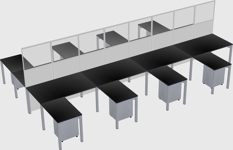 Shared l-shape cubicle