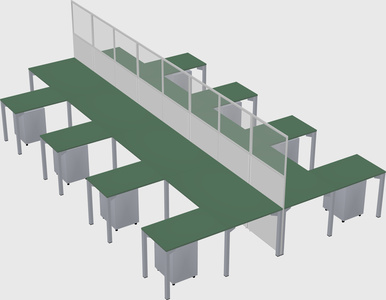 Shared l-shape cubicle