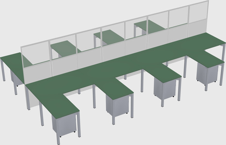 Shared l-shape cubicle