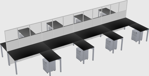 Shared l-shape cubicle
