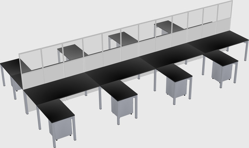 Shared l-shape cubicle