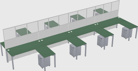 Shared l-shape cubicle