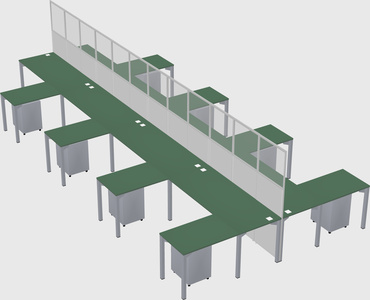 Shared l-shape cubicle