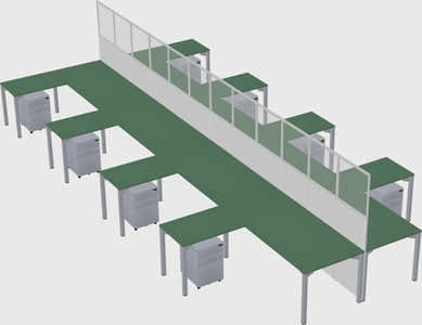 Shared l-shape cubicle