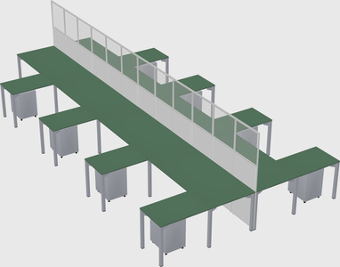 Shared l-shape cubicle