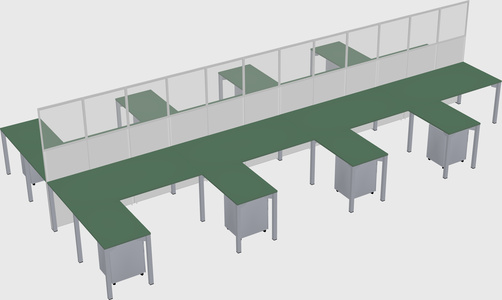 Shared l-shape cubicle